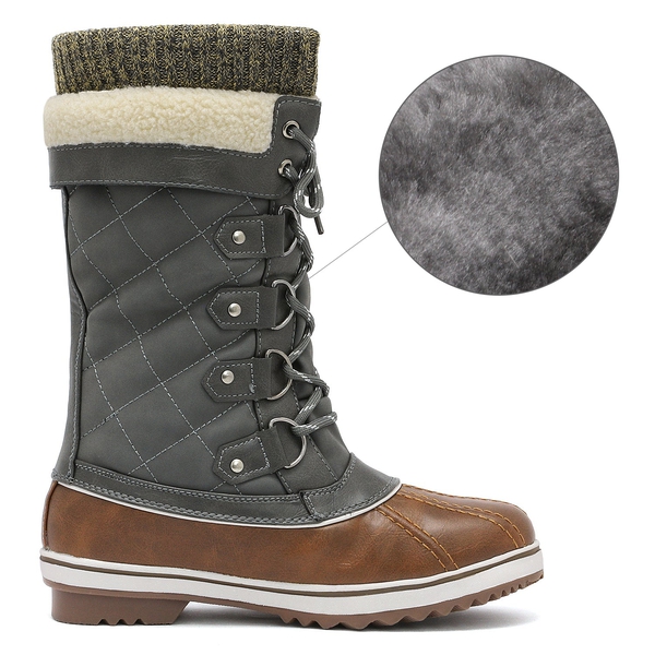 Lace Up Winter Fur Snow Boots - TAN KHAKI - 4